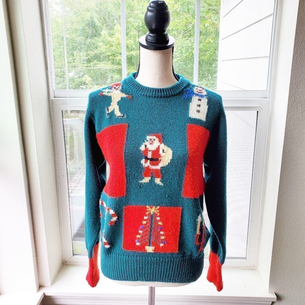 Vintage Hand Knitted Christmas Wool Sweater | M